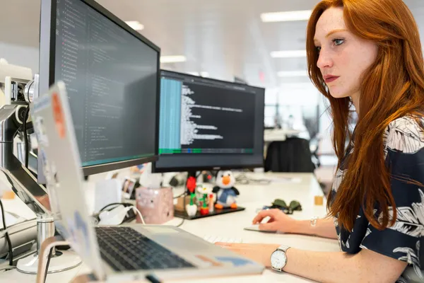Profesional trabajando con código y datos